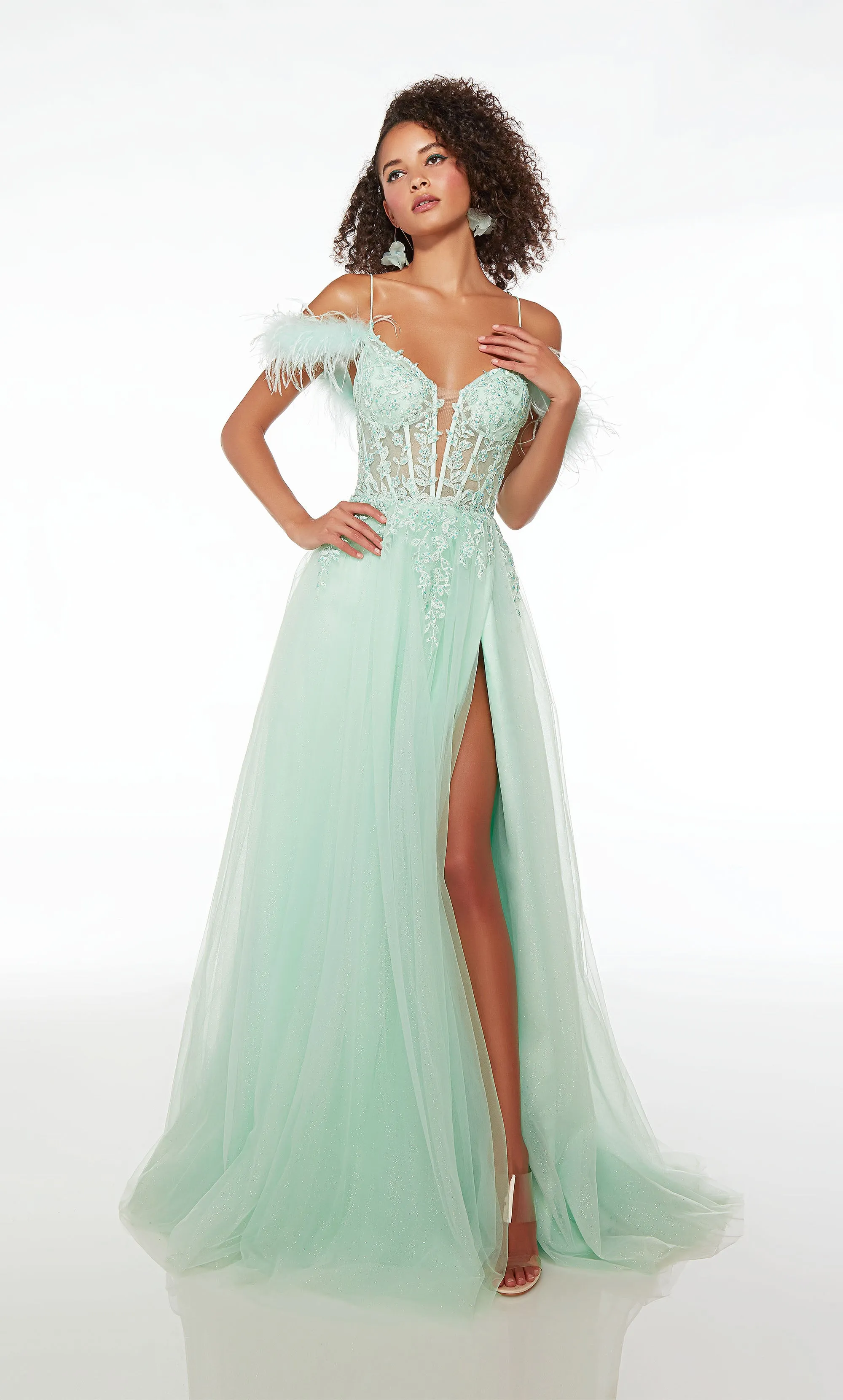 Formal Dress: 61561. Long, V-neck, A-line, Lace-up Back sold by Alyce Paris
