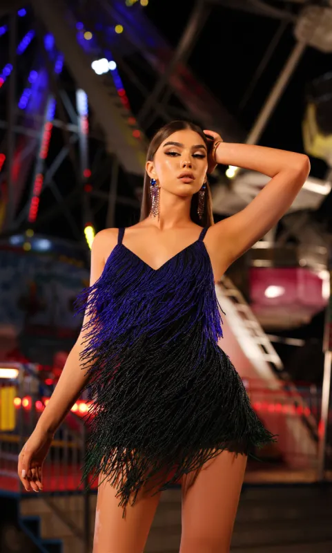 ALYCE Paris 4875 Homecoming Short V-neck Fringe Straight Dress sold by Alyce Paris