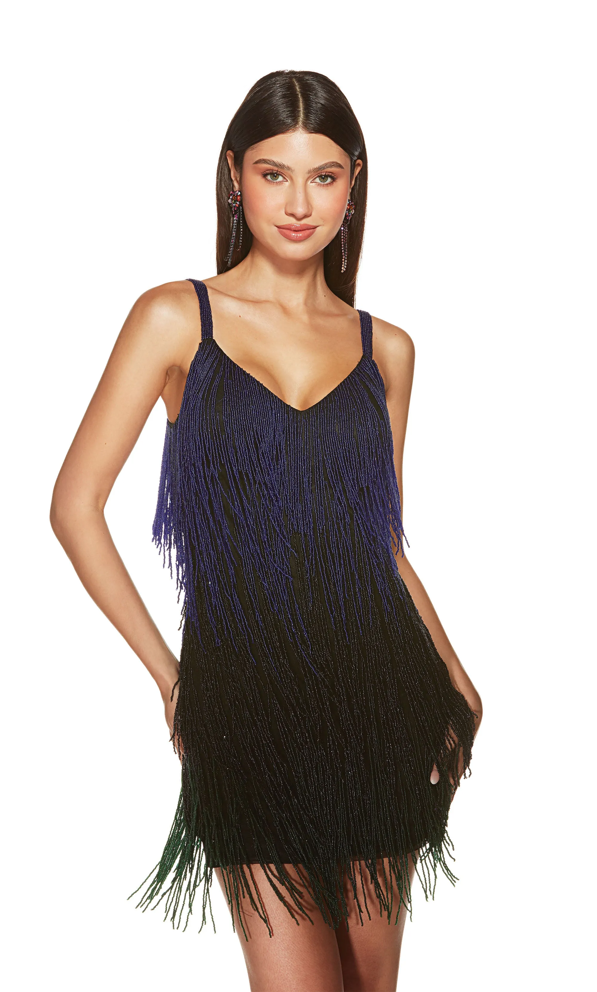 ALYCE Paris 4875 Homecoming Short V-neck Fringe Straight Dress sold by Alyce Paris product image thumbnail 4