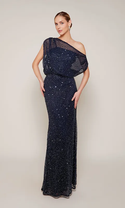 Formal Dress: 27676. Long, One Shoulder, Straight, Closed Back sold by Alyce Paris
