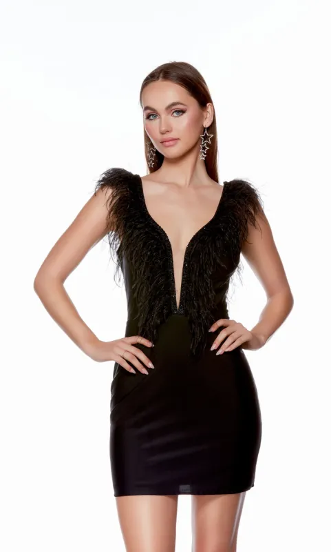 Formal Dress: 4725. Short, Plunging Neckline, Straight, Open Back made by Alyce Paris