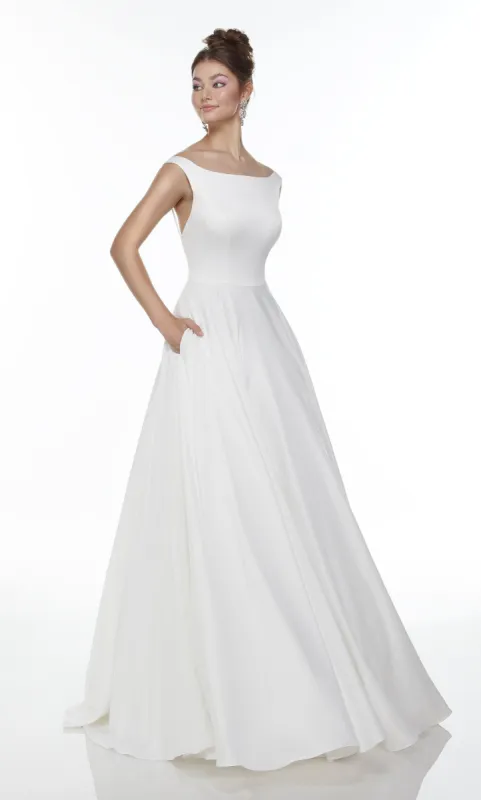 ALYCE Paris 7054 Bridal Boat Neckline Buttons A Line Dress sold by Alyce Paris