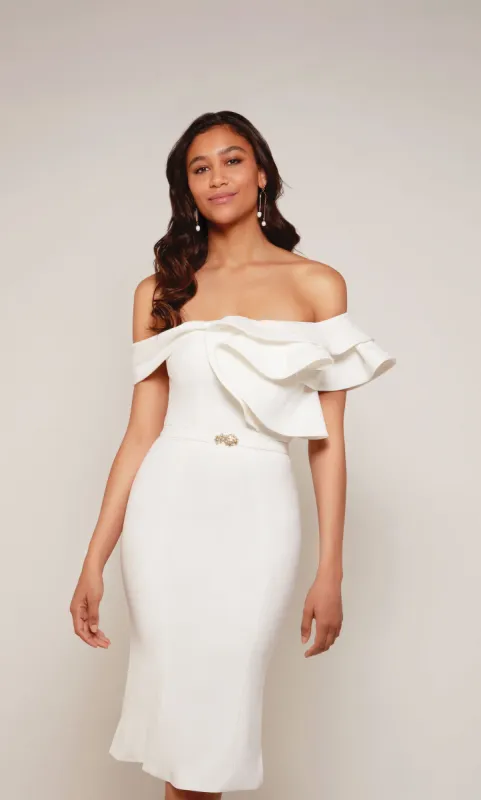 ALYCE Paris 70032 Bridal Off The Shoulder Ruffles Straight Dress sold by Alyce Paris