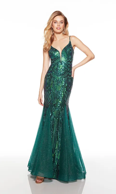 Formal Dress: 61420. Long, Plunging Neckline, Fit N Flare sold by Alyce Paris