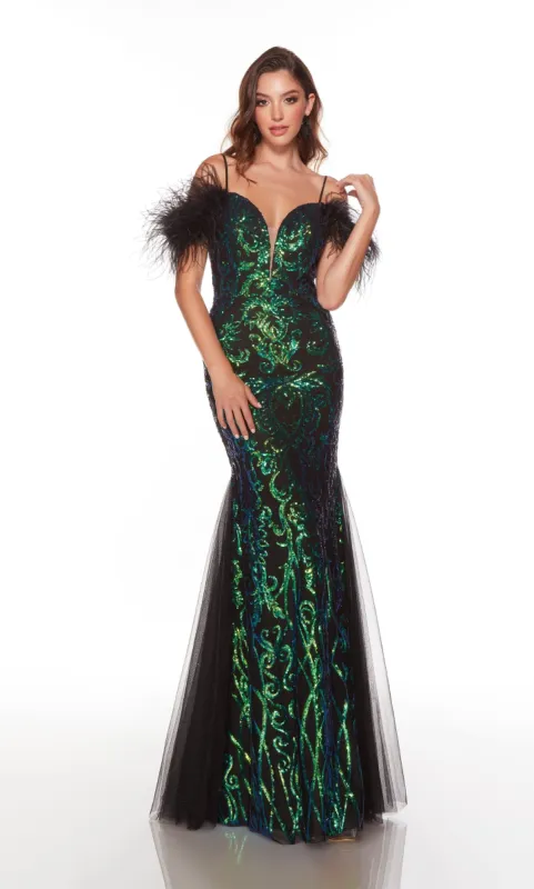 Formal Dress: 61417. Long, Plunging Neckline, Fit N Flare sold by Alyce Paris