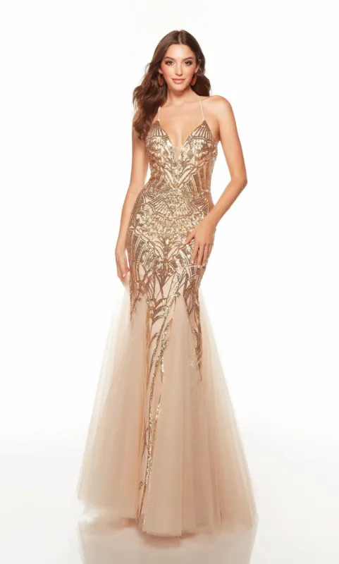 Formal Dress: 61411. Long, Plunging Neckline, Fit N Flare sold by Alyce Paris