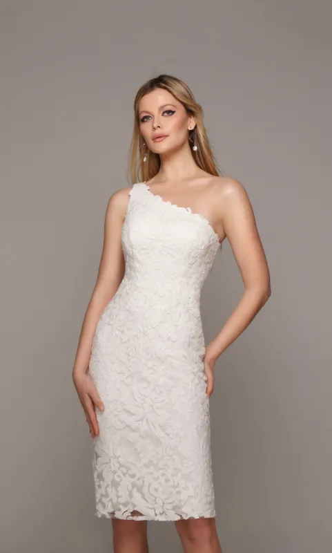 Formal Dress: 70029. Short, One Shoulder, Straight, Closed Back sold by Alyce Paris