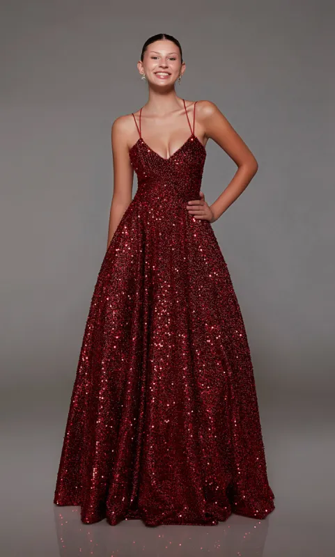 Formal Dress: 1776. Long, V-neckline, Ballgown, Lace-up Back sold by Alyce Paris