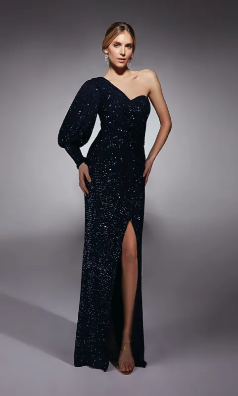 ALYCE Paris 27742 Special Occasion One Shoulder Shimmery/sparkly Straight Dress sold by Alyce Paris