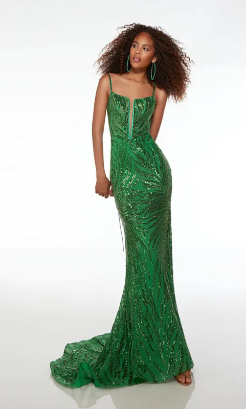 Formal Dress: 61565. Long, Plunging Neckline, Fit N Flare sold by Alyce Paris