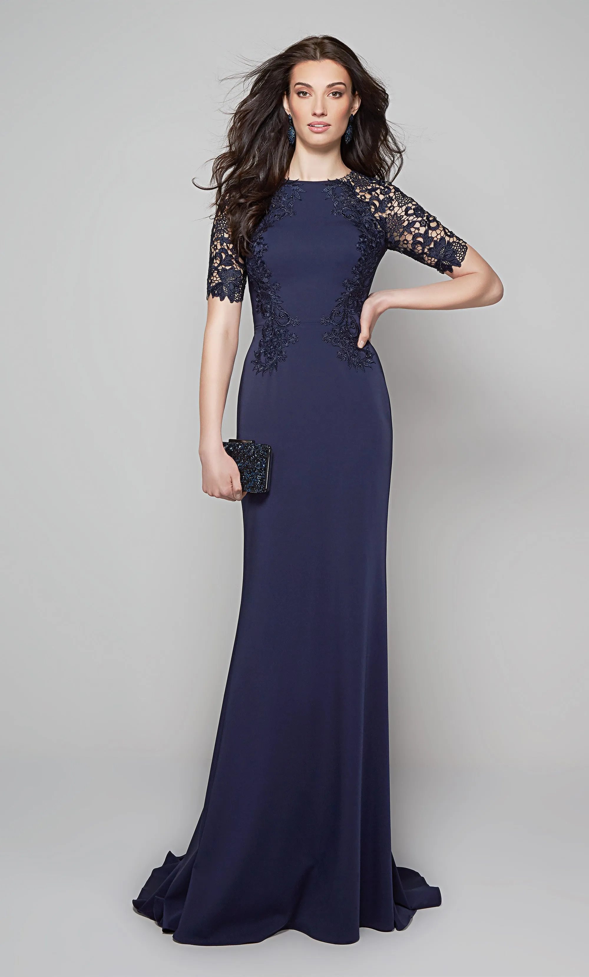 ALYCE Paris 27585 Special Occasion High Neckline Train Straight Dress sold by Alyce Paris