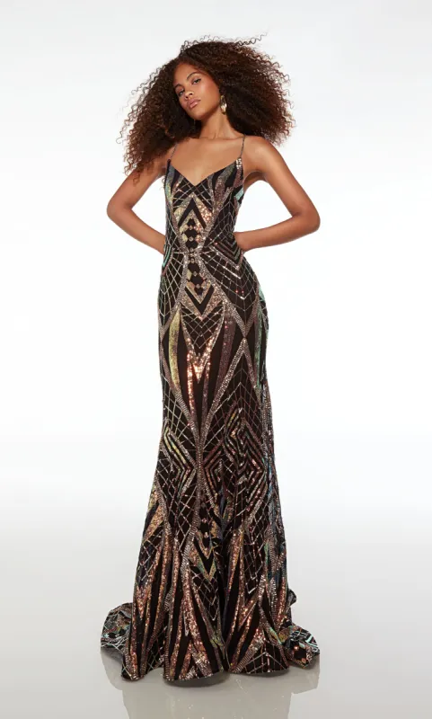 ALYCE Paris 61698 Alyce Long V-neck Shimmery/sparkly Mermaid Dress made by Alyce Paris