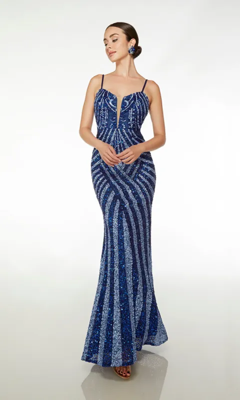 Formal Dress: 61608. Long, Plunging Neckline, Fit N Flare sold by Alyce Paris