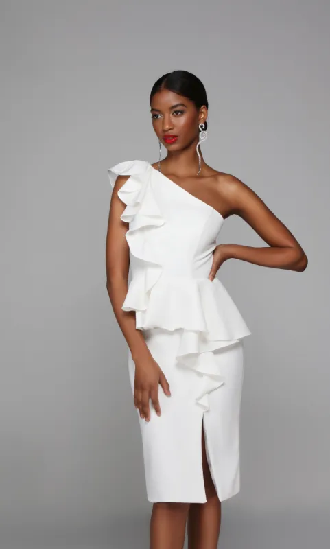 ALYCE Paris 70007 Bridal One Shoulder Neckline Waterfall Straight Dress sold by Alyce Paris