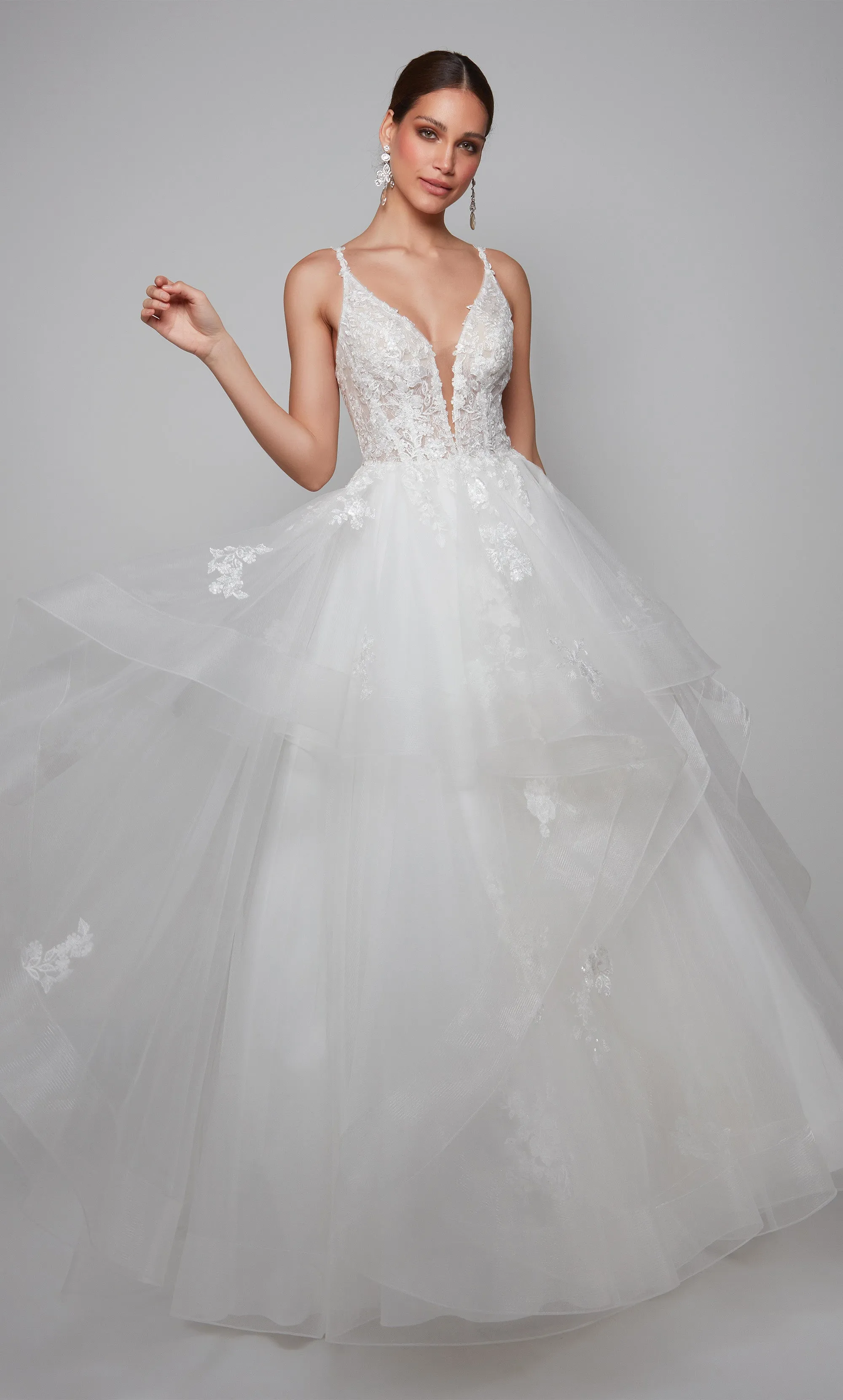 ALYCE Paris 7080 Bridal Plunging Neckline Shimmery/sparkly Ballgown Dress sold by Alyce Paris product image thumbnail 3