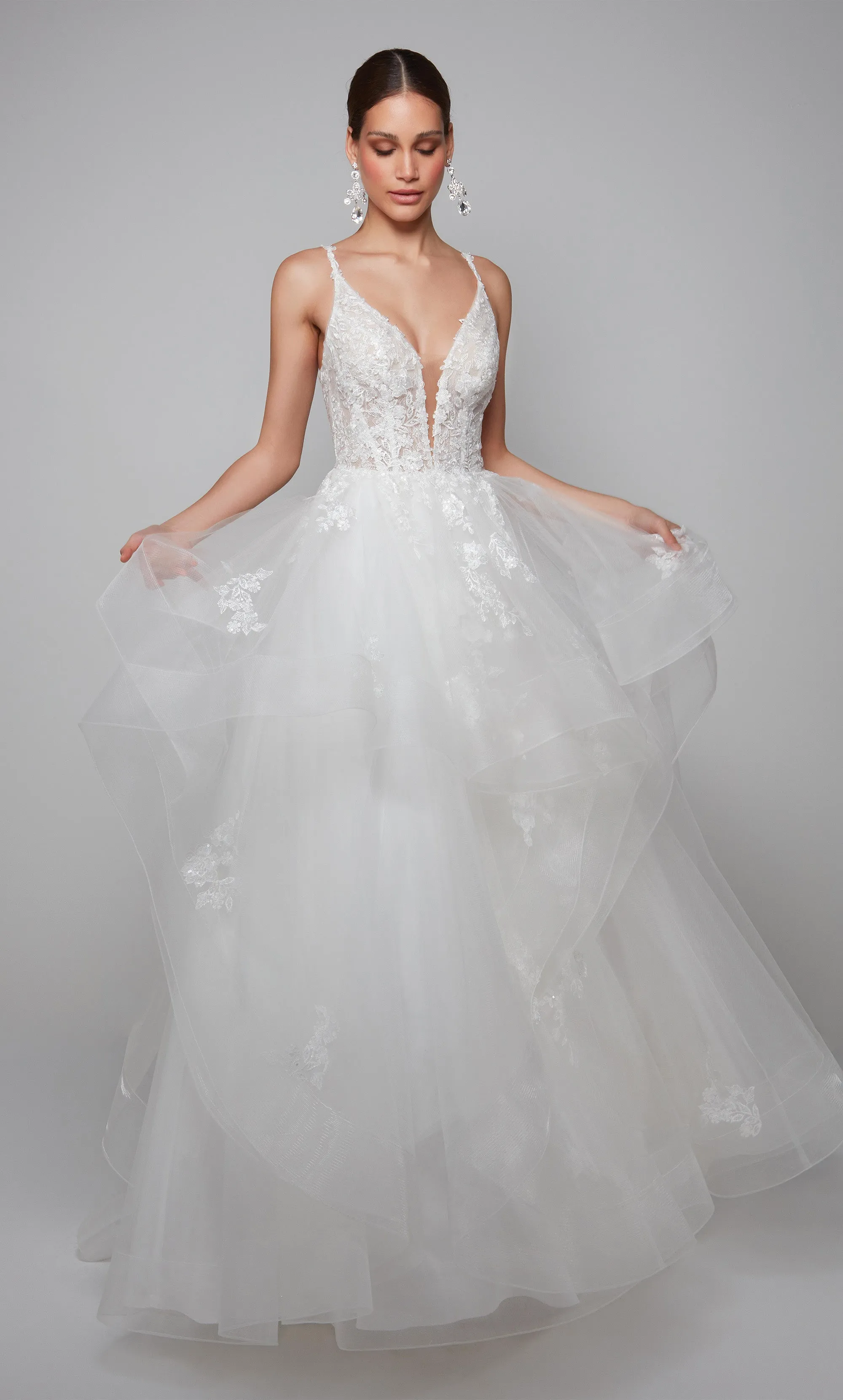 ALYCE Paris 7080 Bridal Plunging Neckline Shimmery/sparkly Ballgown Dress sold by Alyce Paris product image thumbnail 4