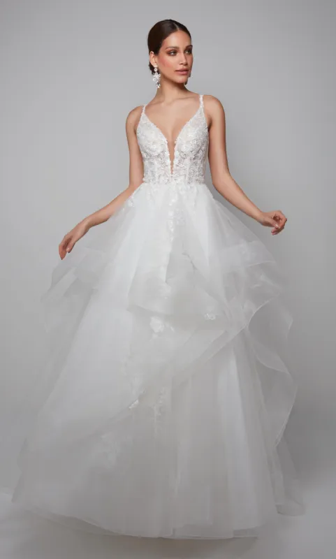 ALYCE Paris 7080 Bridal Plunging Shimmery/sparkly Ballgown Dress sold by Alyce Paris