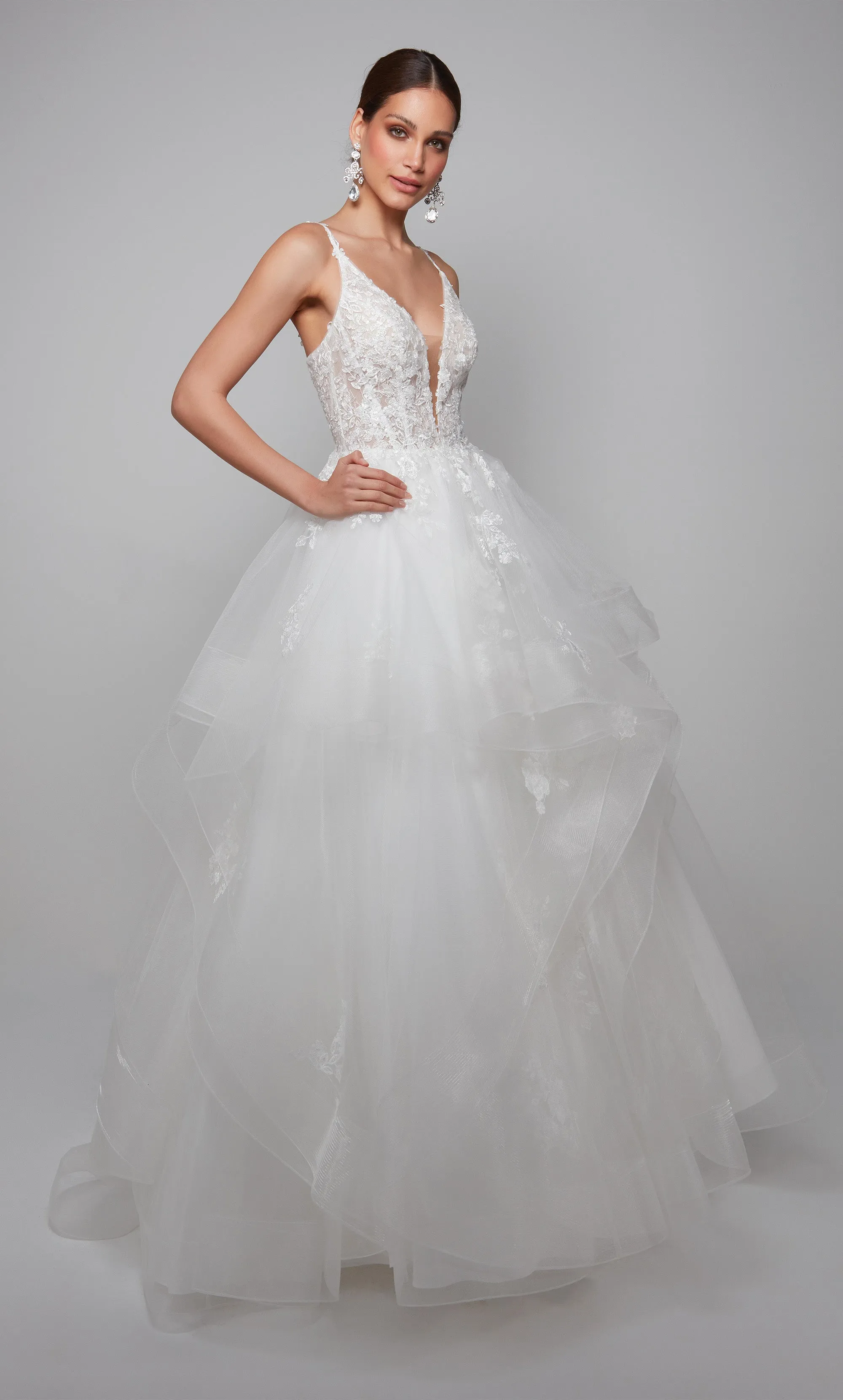 ALYCE Paris 7080 Bridal Plunging Neckline Shimmery/sparkly Ballgown Dress sold by Alyce Paris product image thumbnail 5
