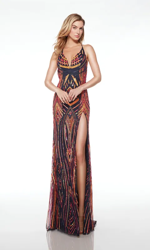 ALYCE Paris 61692 Alyce Long Plunging Embellished Straight Dress sold by Alyce Paris