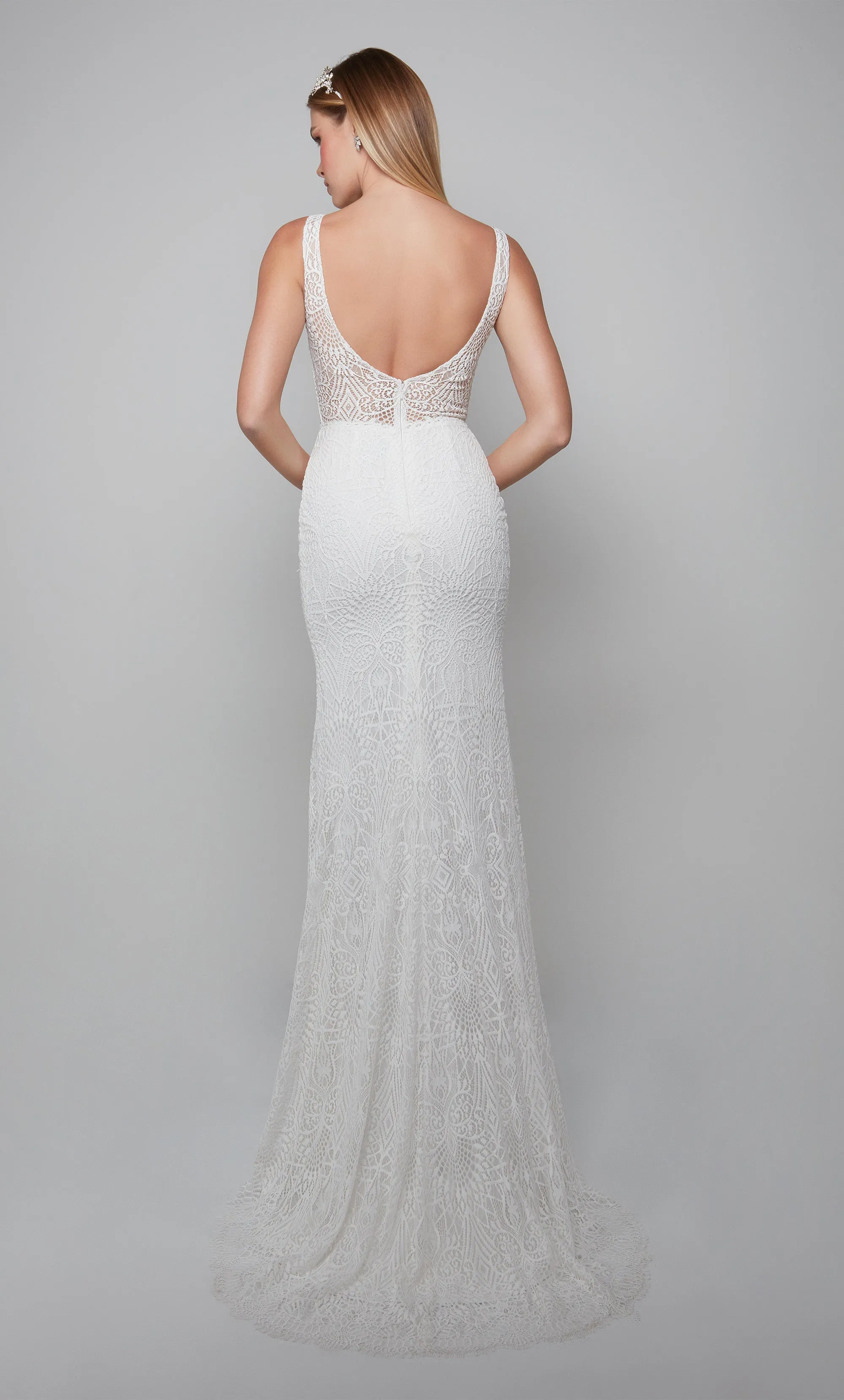 ALYCE Paris 7075 Bridal Illusion Neckline Illusion Straight Dress sold by Alyce Paris product image thumbnail 2