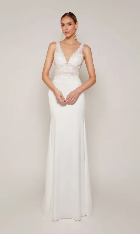 ALYCE Paris 7097 Bridal V-neck Embellished Straight Dress sold by Alyce Paris