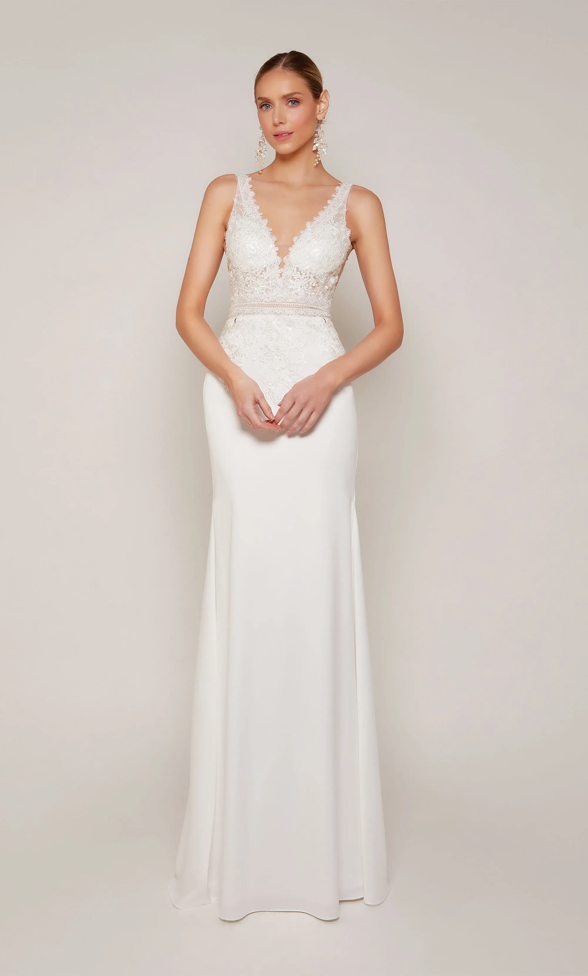 ALYCE Paris 7097 Bridal V-neckline Embellished Straight Dress sold by Alyce Paris