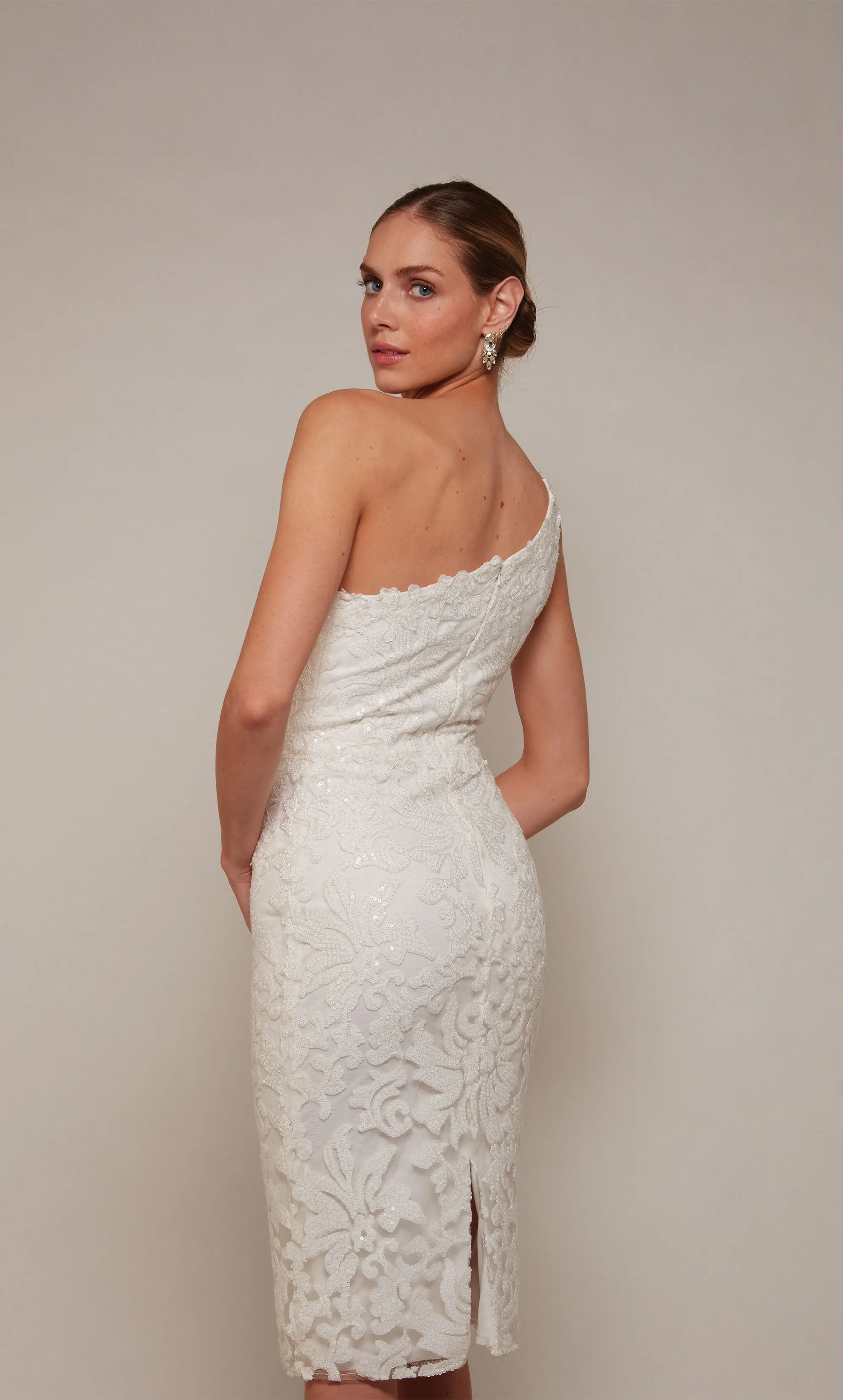 ALYCE Paris 70029 Bridal One Shoulder Neckline Shimmery/sparkly Straight Dress sold by Alyce Paris product image thumbnail 3