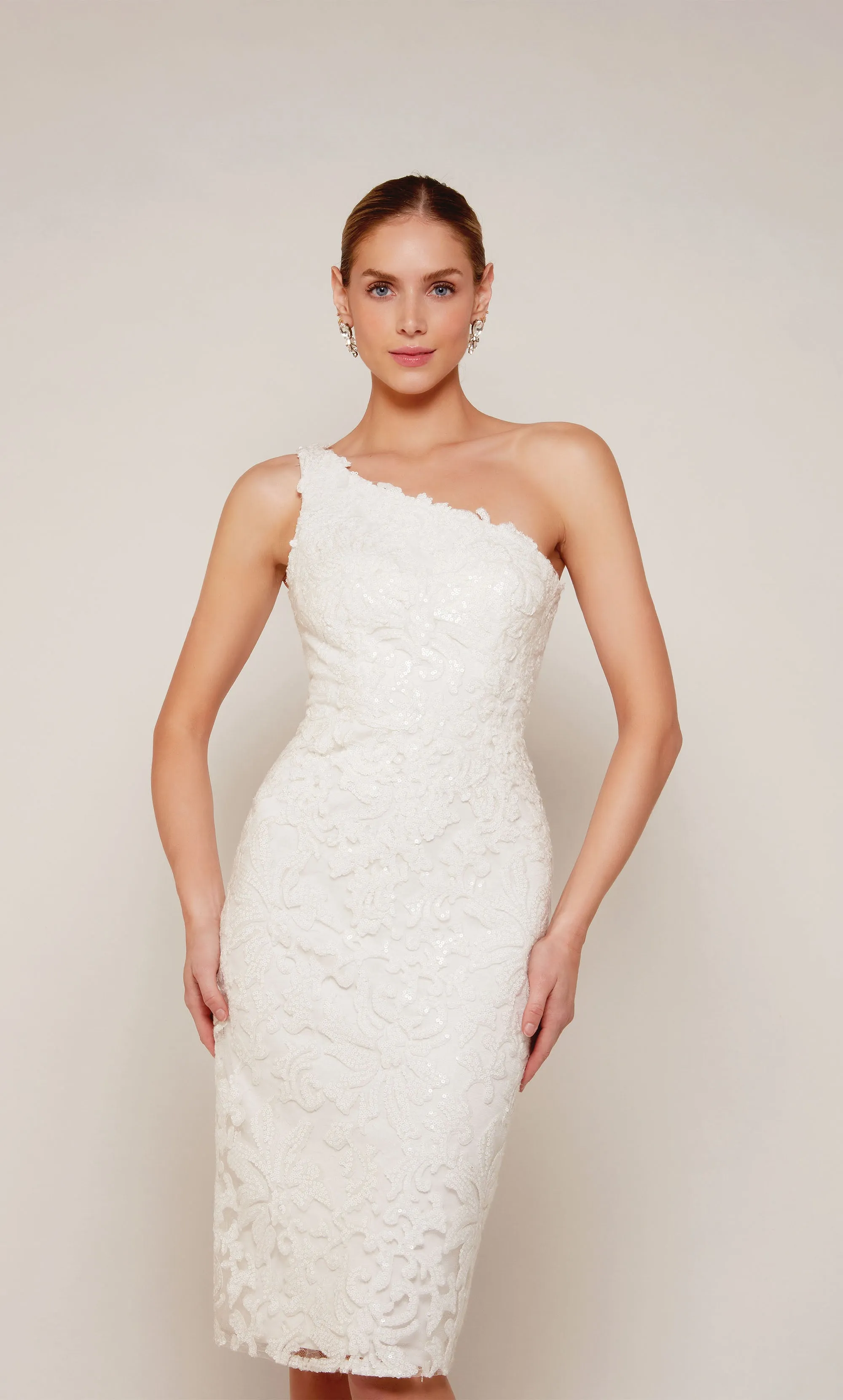 ALYCE Paris 70029 Bridal One Shoulder Neckline Shimmery/sparkly Straight Dress sold by Alyce Paris product image thumbnail 2