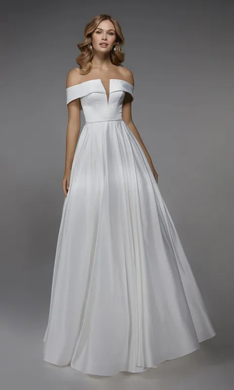 ALYCE Paris 7023 Bridal Off The Shoulder Neckline Simple A Line Dress sold by Alyce Paris