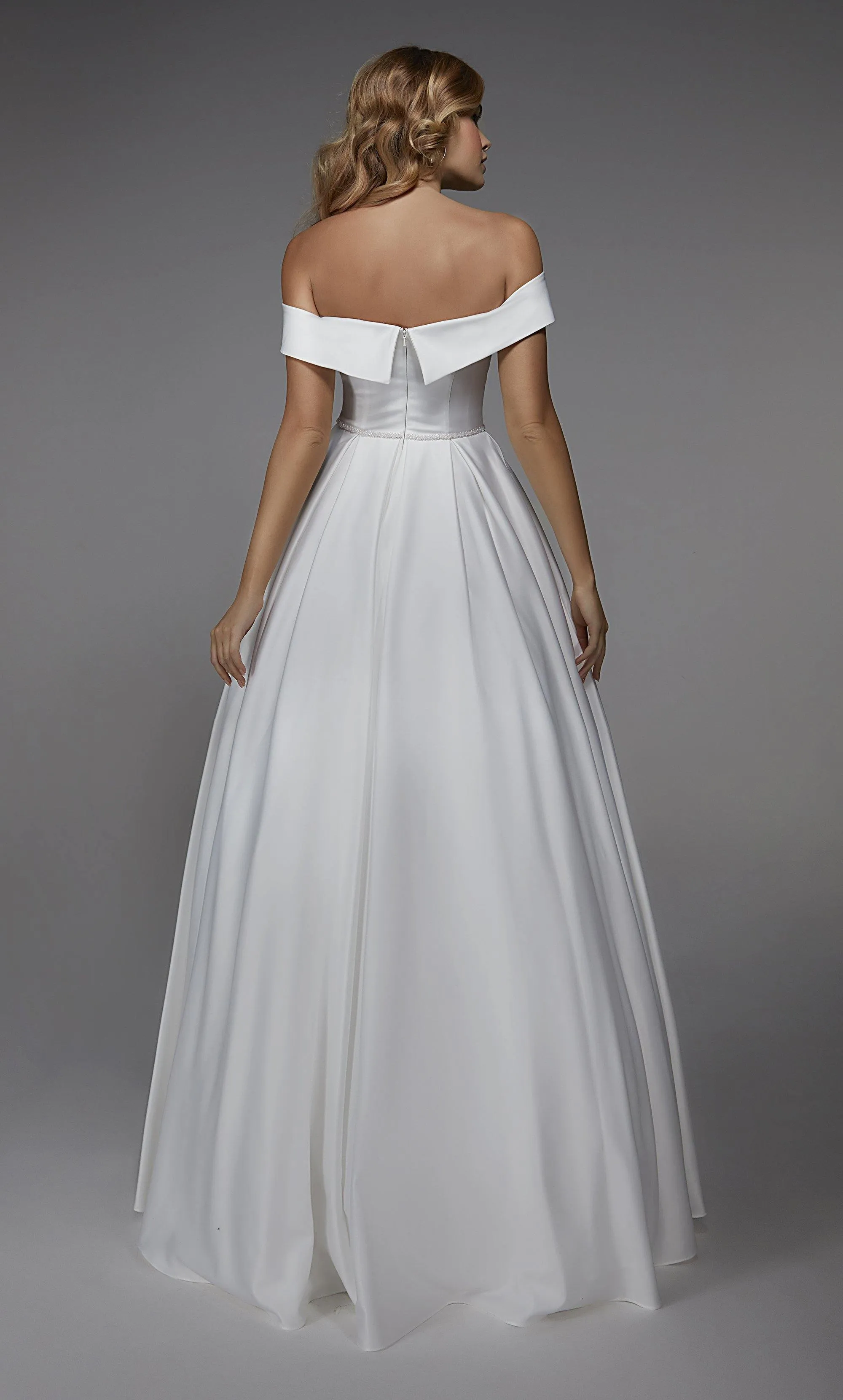 ALYCE Paris 7023 Bridal Off The Shoulder Neckline Simple A Line Dress sold by Alyce Paris product image thumbnail 2