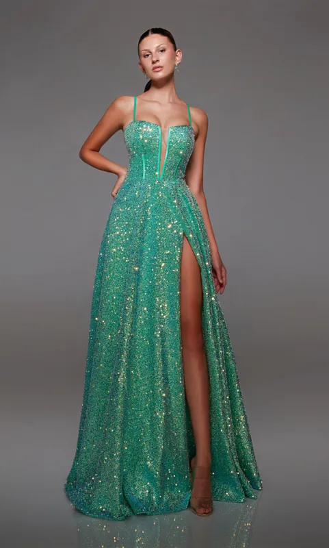 Formal Dress: 1805. Long, Square Neckline, A-line, Keyhole Back sold by Alyce Paris