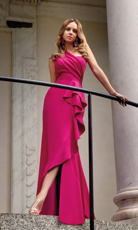 ALYCE Paris 27646 Special Occasion One Shoulder Neckline Ruffles Straight Dress sold by Alyce Paris