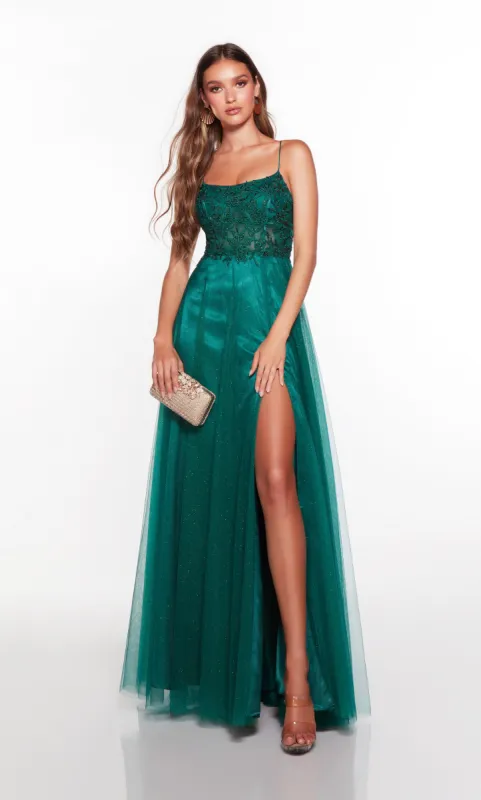 Formal Dress: 61325. Long, Square Neckline, Flowy, Lace Up Back sold by Alyce Paris