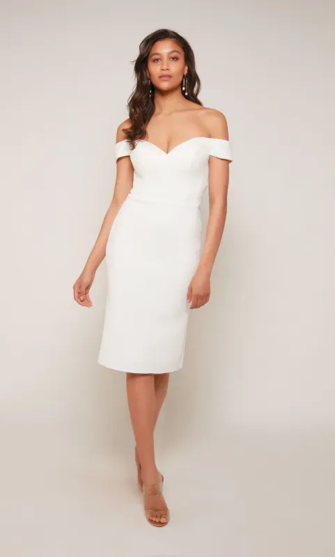 ALYCE Paris 70047 Bridal Off The Shoulder Neckline Simple Straight Dress sold by Alyce Paris