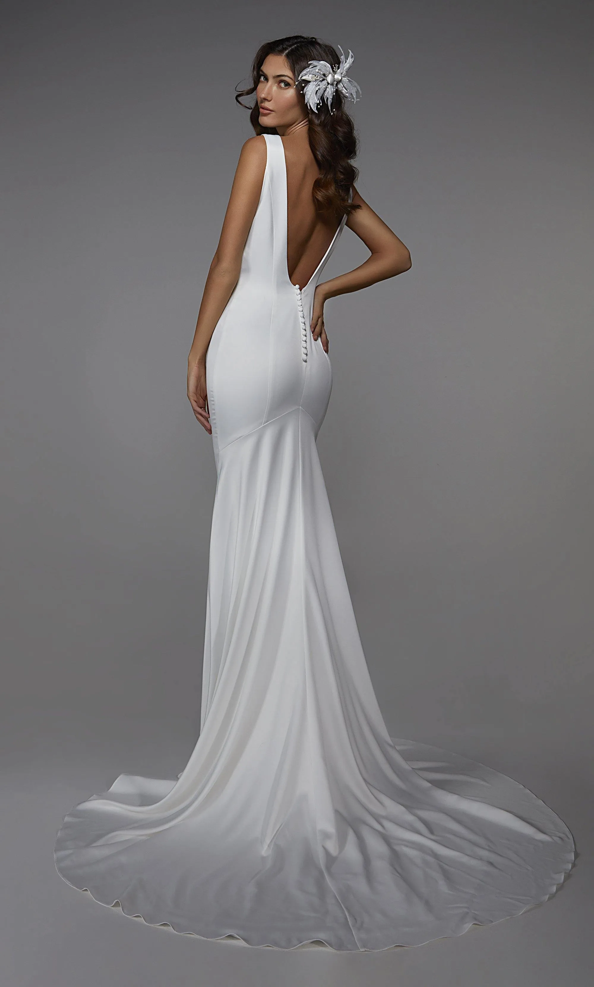 ALYCE Paris 7021 Bridal Plunging Neckline Simple Mermaid Dress sold by Alyce Paris product image thumbnail 2