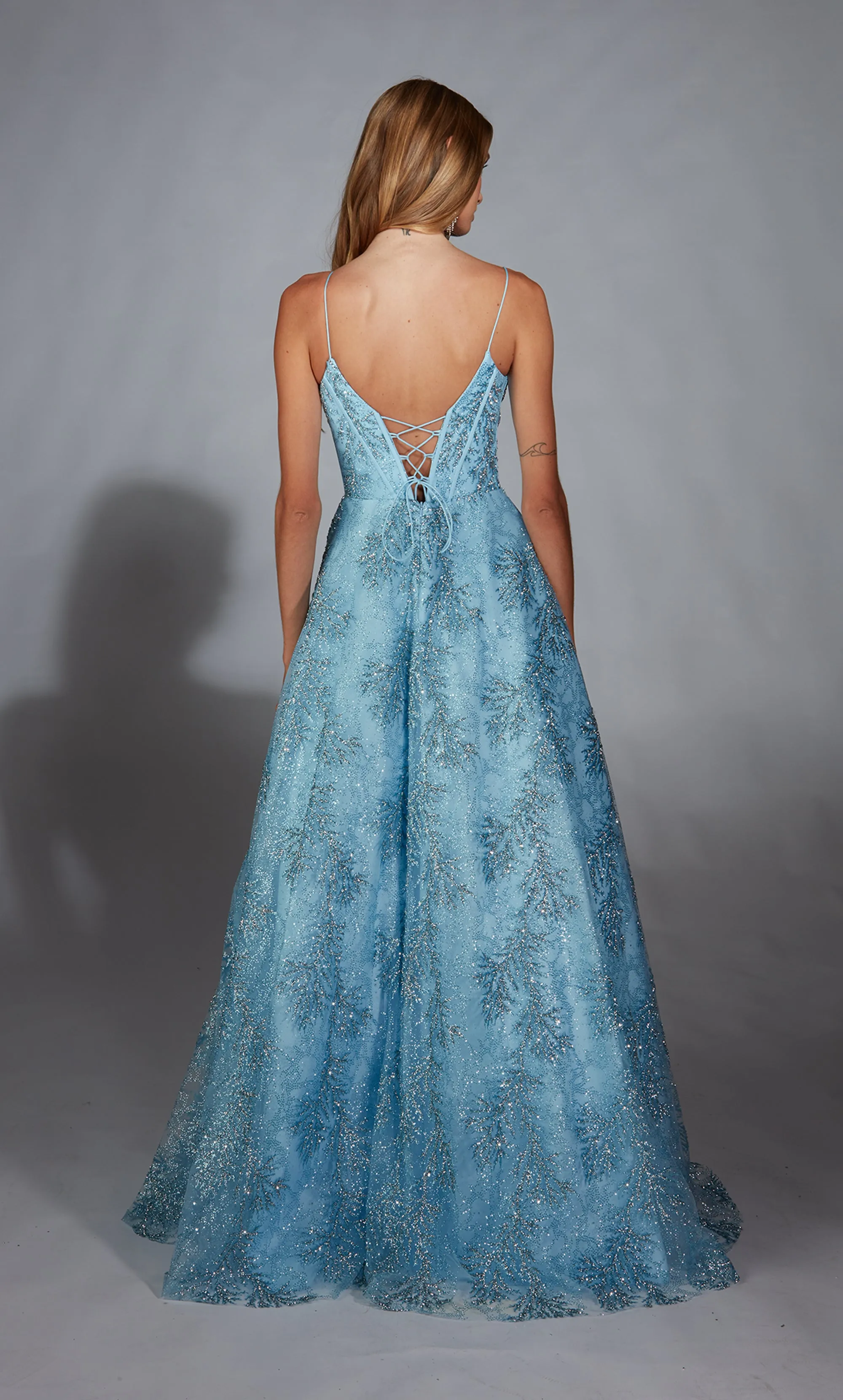 ALYCE Paris 61751 Alyce Long Plunging Shimmery/sparkly Medium Fullness Dress sold by Alyce Paris product image thumbnail 2