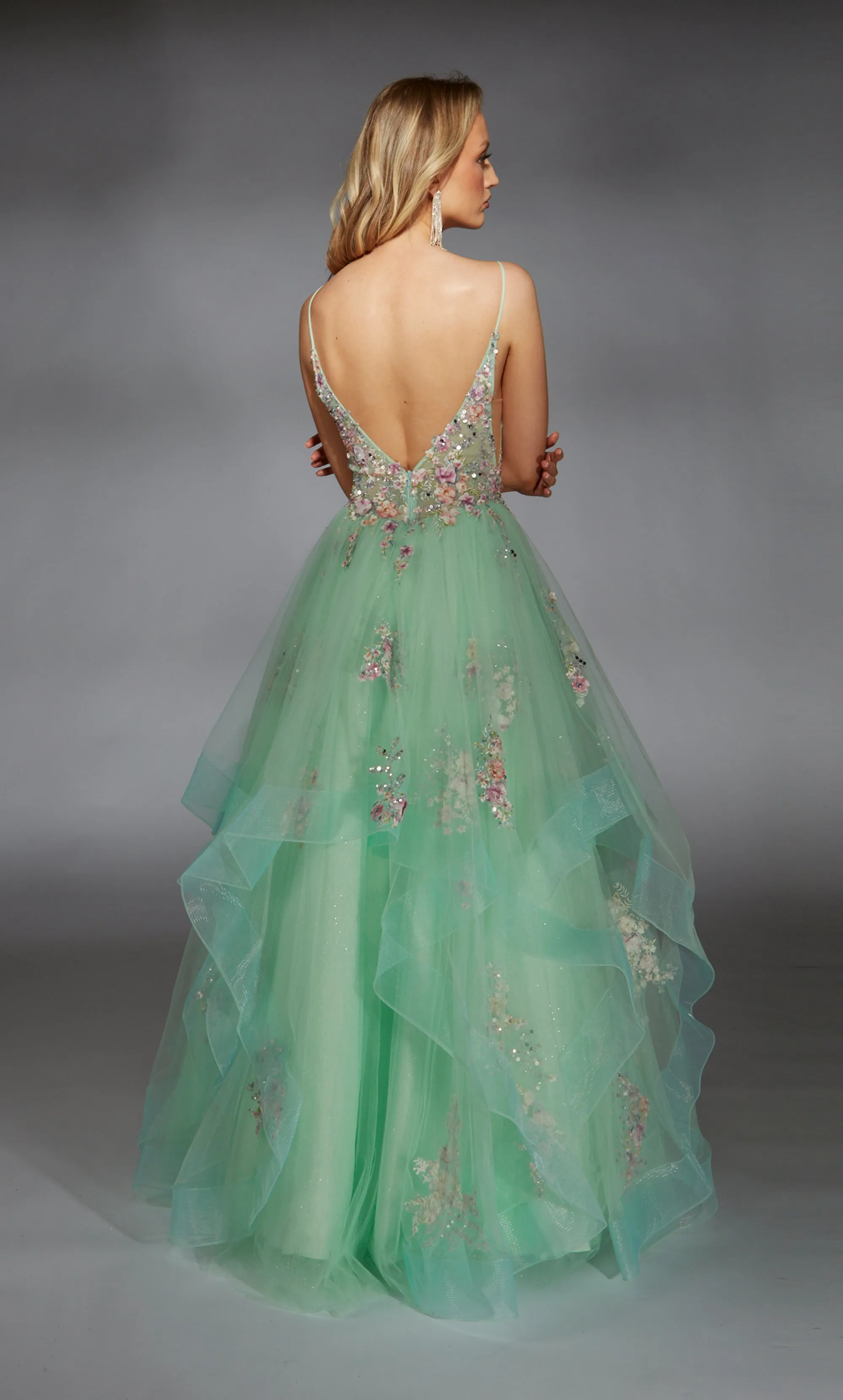 ALYCE Paris 61735 Alyce Long Plunging Neckline Ruffles Ballgown Dress sold by Alyce Paris product image thumbnail 2
