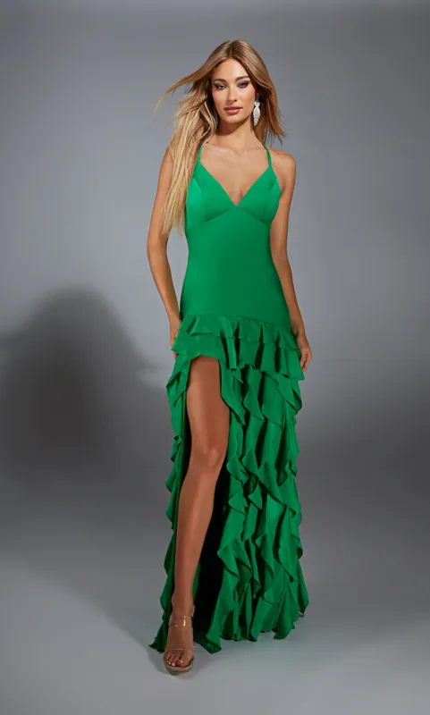 ALYCE Paris 61737 Alyce Long V-neck Waterfall Straight Dress sold by Alyce Paris