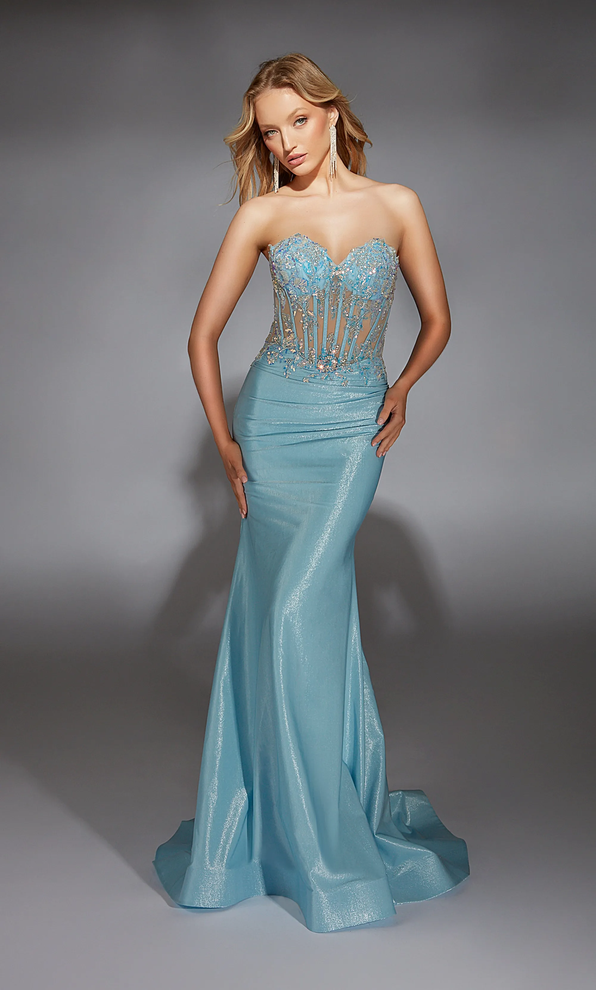 ALYCE Paris 61744 Alyce Long Sweetheart Corset Fit N Flare Dress sold by Alyce Paris product image thumbnail 3