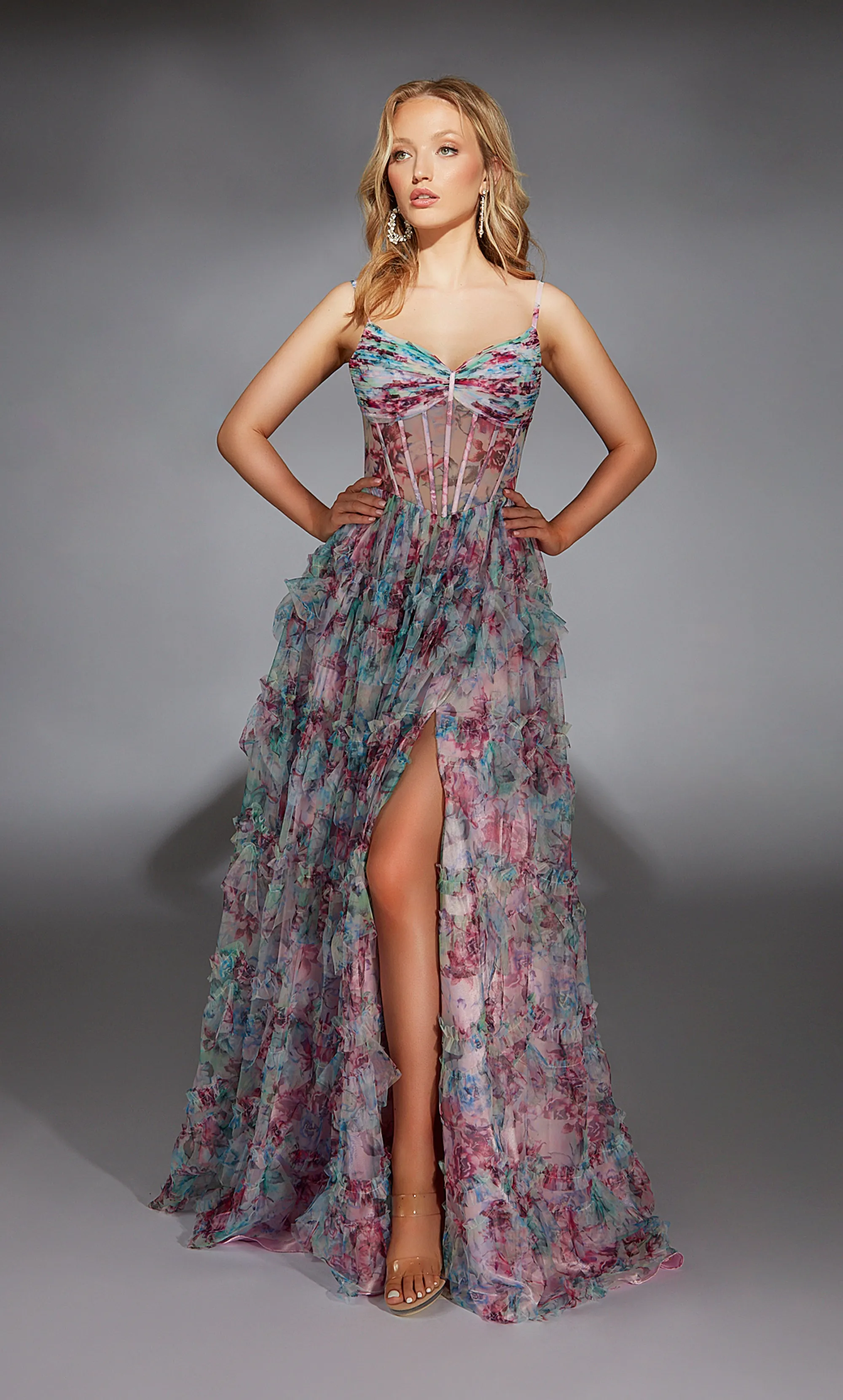ALYCE Paris 61748 Alyce Long V-neckline Corset A Line Dress sold by Alyce Paris product image thumbnail 3