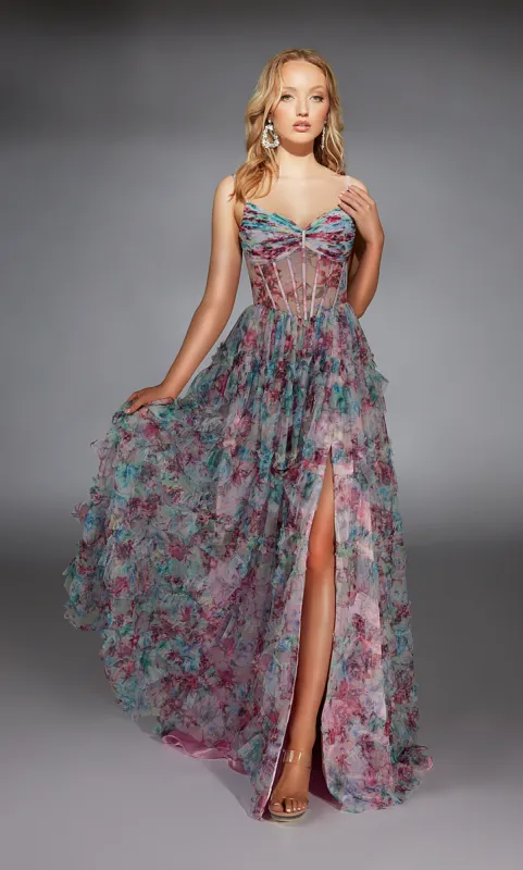 ALYCE Paris 61748 Alyce Long V-neckline Corset A Line Dress sold by Alyce Paris