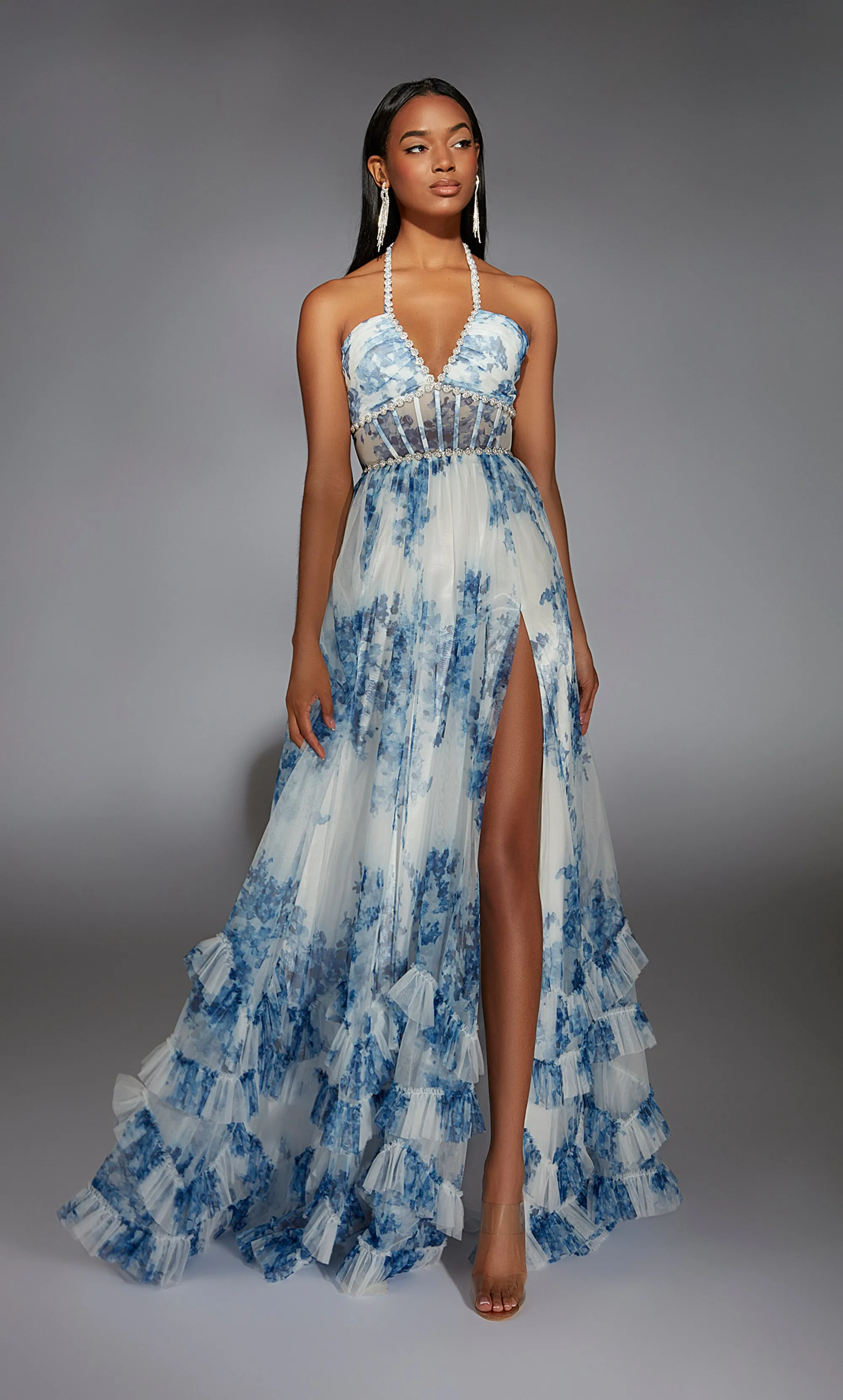 ALYCE Paris 61757 Alyce Long Halter Neckline 80s Inspired A Line Dress sold by Alyce Paris