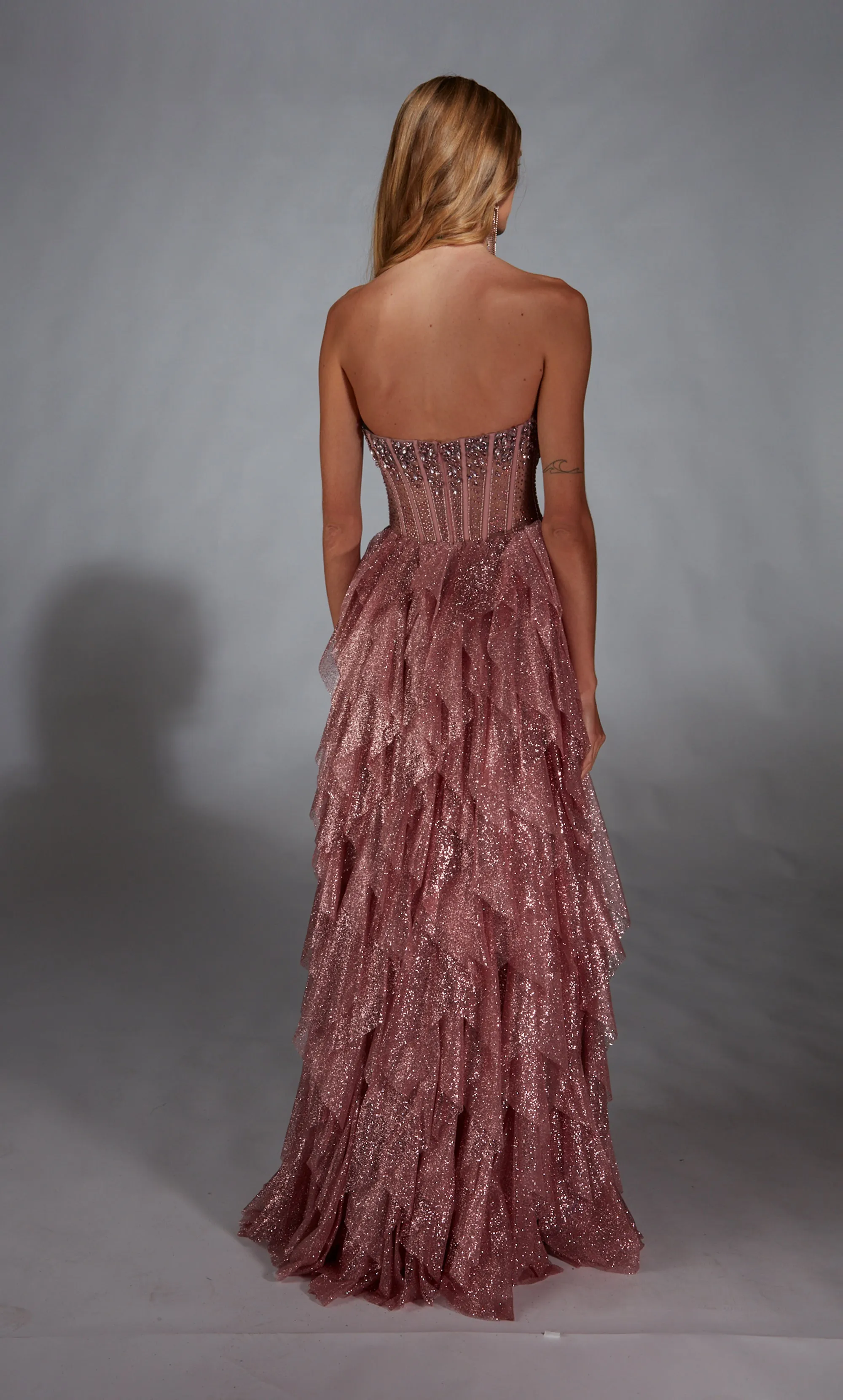 ALYCE Paris 61762 Alyce Long Strapless Neckline Shimmery/sparkly A Line Dress sold by Alyce Paris product image thumbnail 2