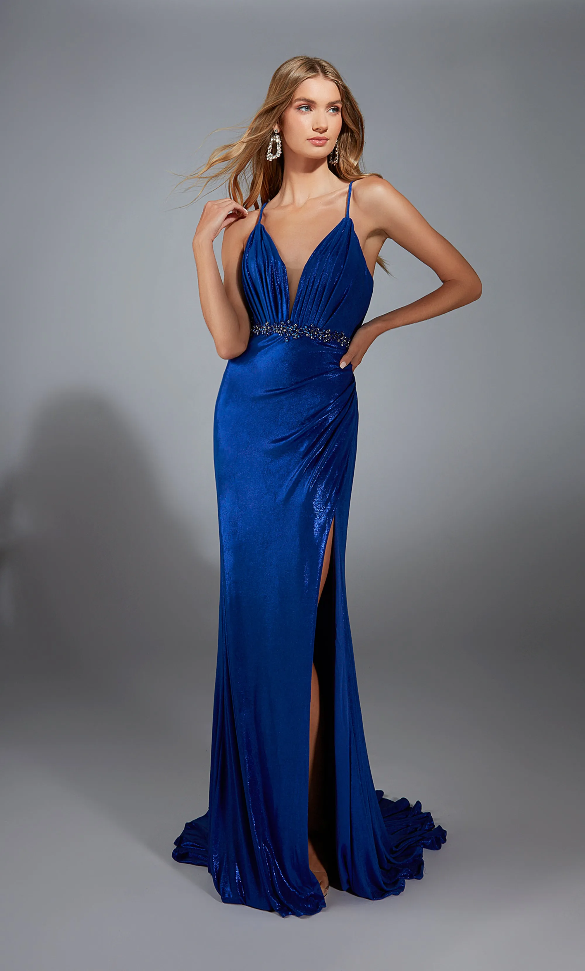 ALYCE Paris 61785 Alyce Long Plunging Ruched/draped Straight Dress sold by Alyce Paris