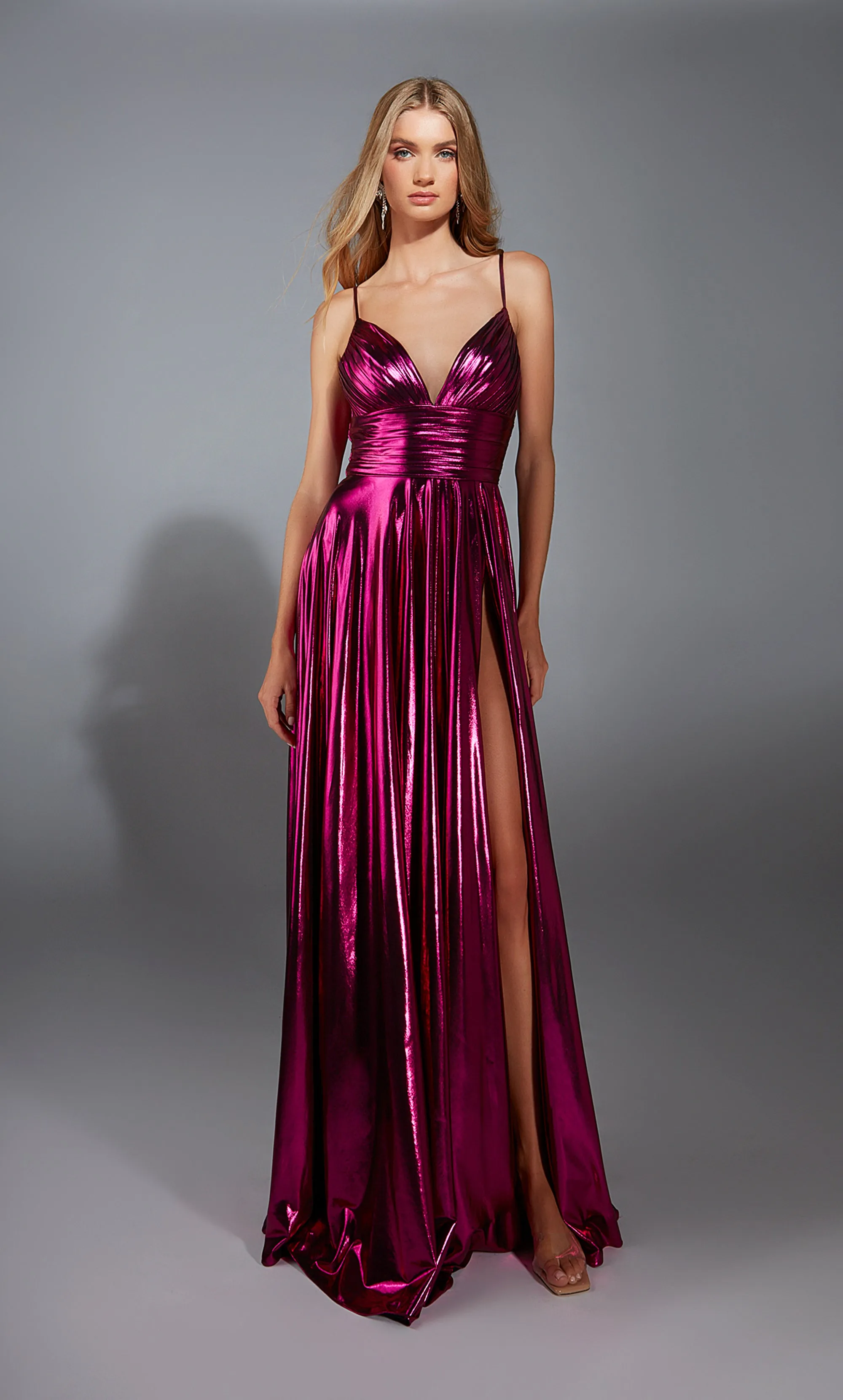 ALYCE Paris 61801 Alyce Long V-neck Ruched/draped A Line Dress sold by Alyce Paris