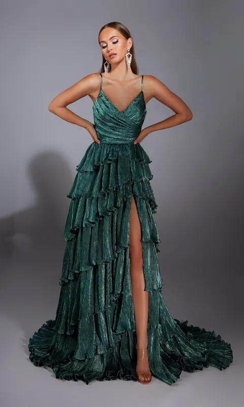 ALYCE Paris 61803 Alyce Long V-neck Ruffles A Line Dress sold by Alyce Paris