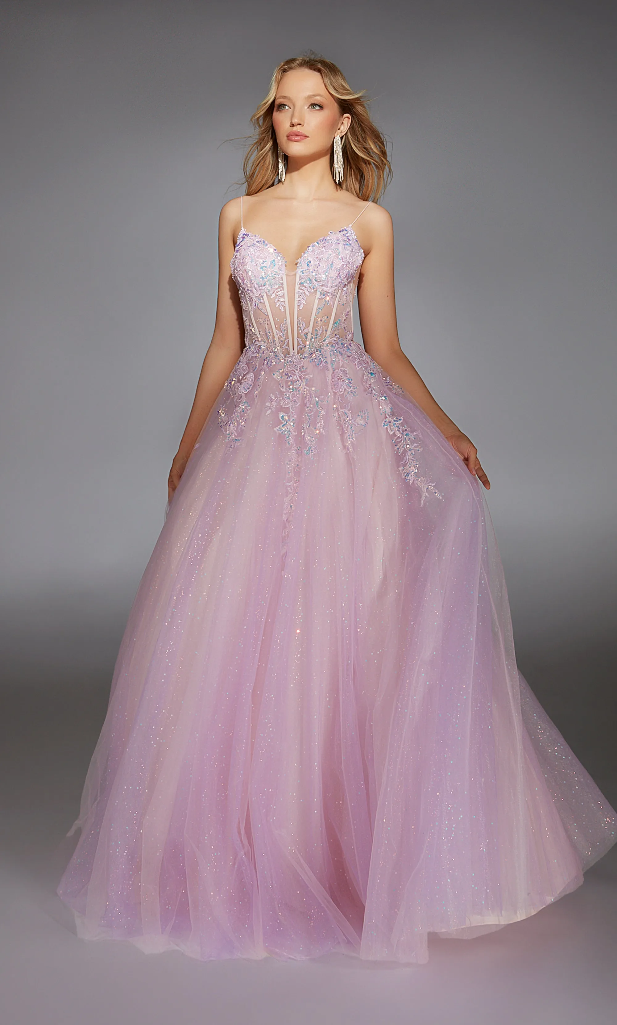 ALYCE Paris 61865 Alyce Long Plunging Neckline Illusion A Line Dress sold by Alyce Paris product image thumbnail 4