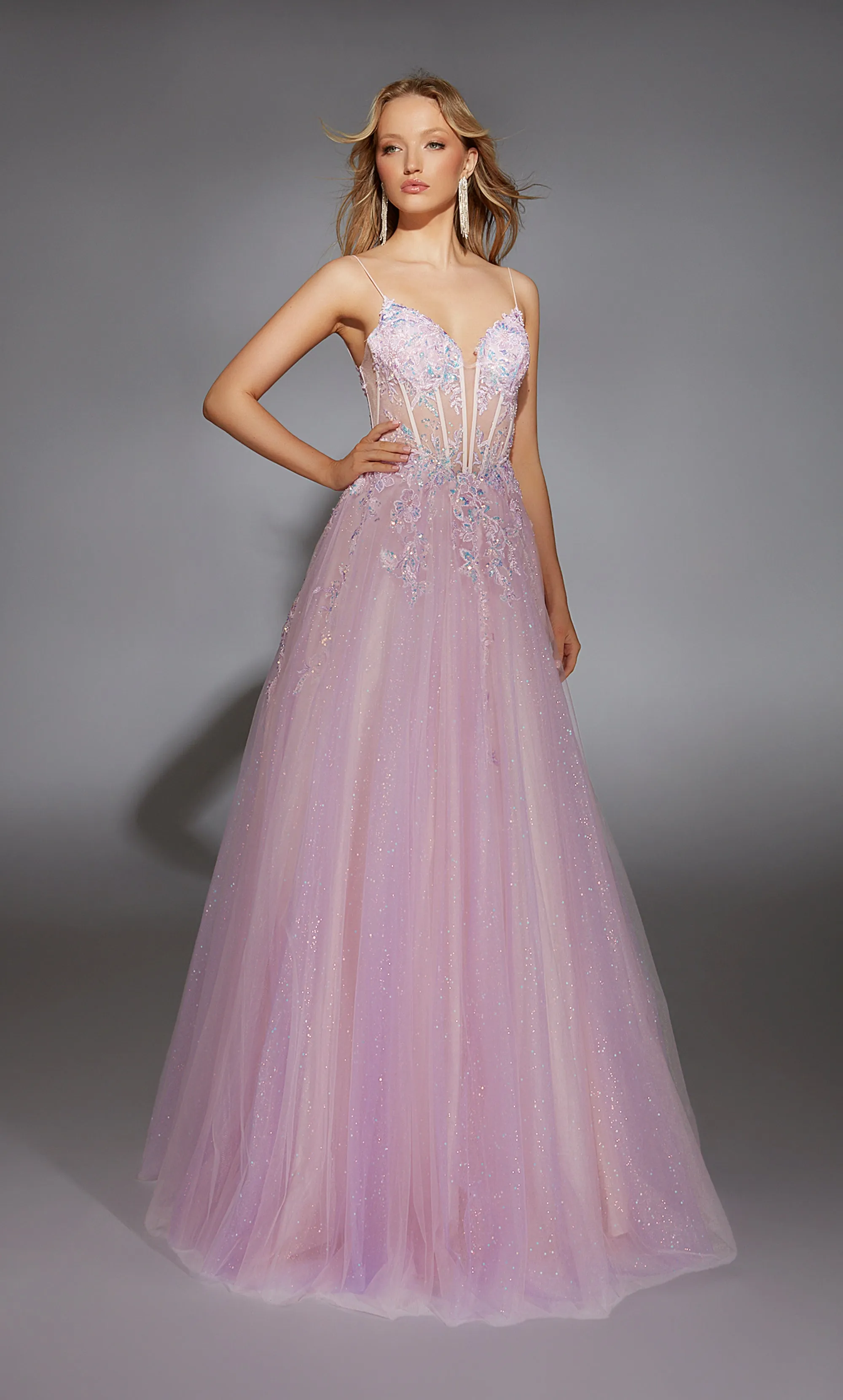 ALYCE Paris 61865 Alyce Long Plunging Neckline Illusion A Line Dress sold by Alyce Paris product image thumbnail 3