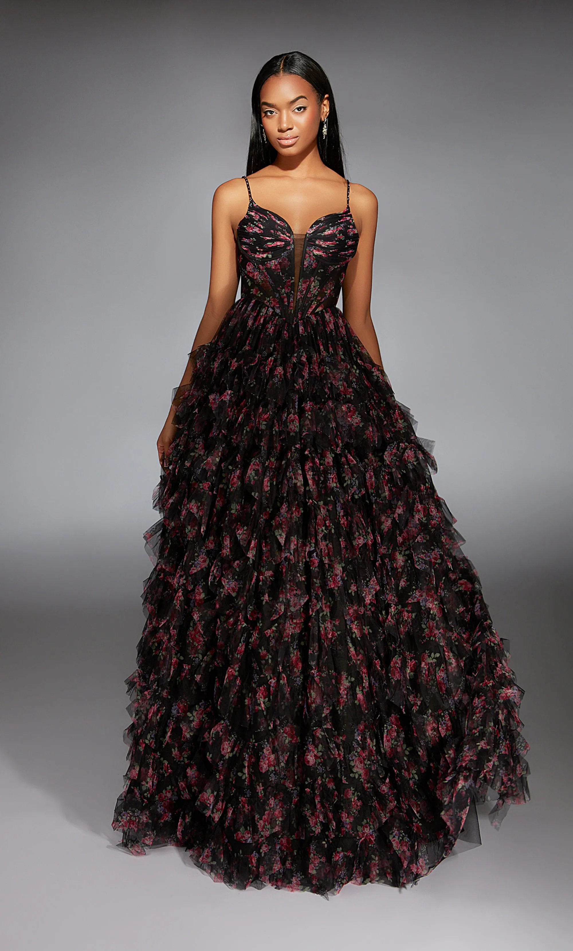 ALYCE Paris 61866 Alyce Long Plunging Neckline Ruffles Ballgown Dress sold by Alyce Paris product image thumbnail 4