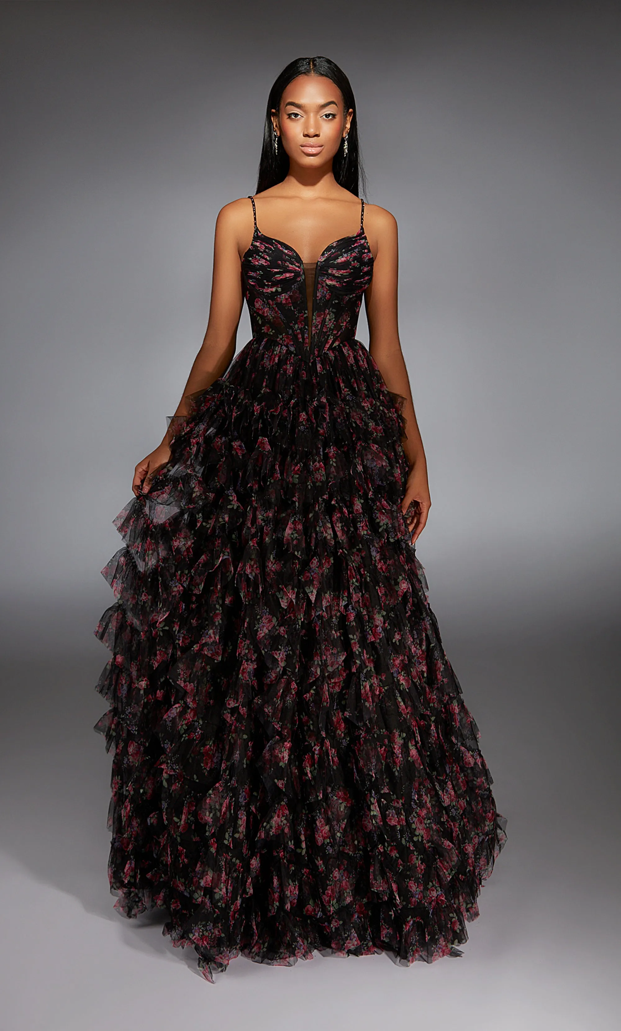 ALYCE Paris 61866 Alyce Long Plunging Neckline Ruffles Ballgown Dress sold by Alyce Paris product image thumbnail 3